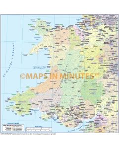 Wales Basic County map 1m scale 