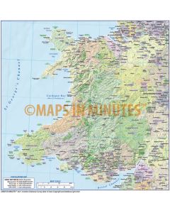 Digital vector Wales Map,Wales Country map with shaded relief in Illustrator AI CS vector editable format, 1m scale.