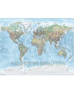 Detailed World Map Illustrator format, CS6/CC AI vector, Political and Relief options, Gall projection. Fully editable Illustrator layered. High resolution 300dpi relief background.