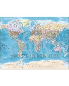 Detailed World Map Illustrator format, Political and Country Relief options, Gall projection. CS6/CC AI, Large size. 