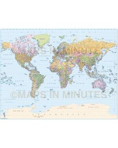 Digital vector map, Basic Political Gall Projection World Map (UK centric) @20M scale