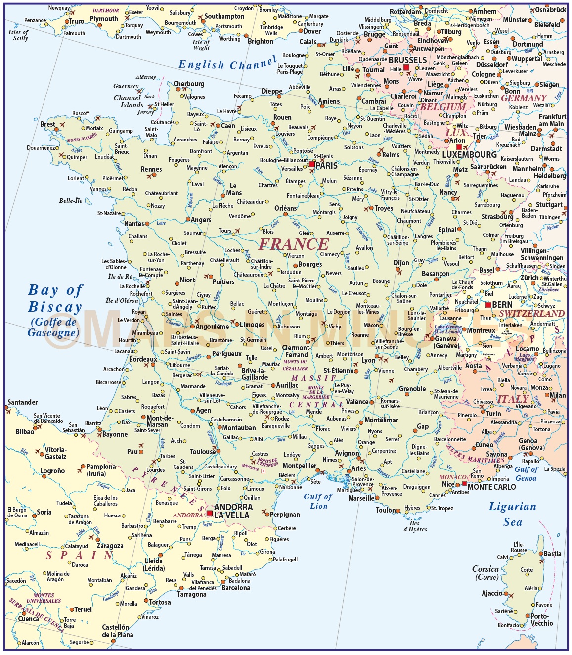 Map of france without labels
