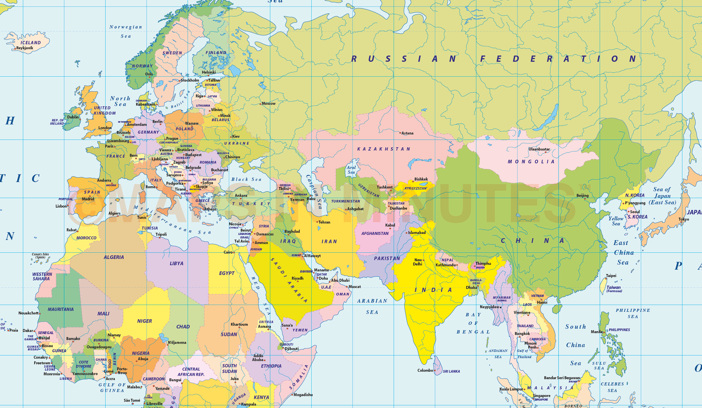 Vector World Political Map In The Gall Projection UK