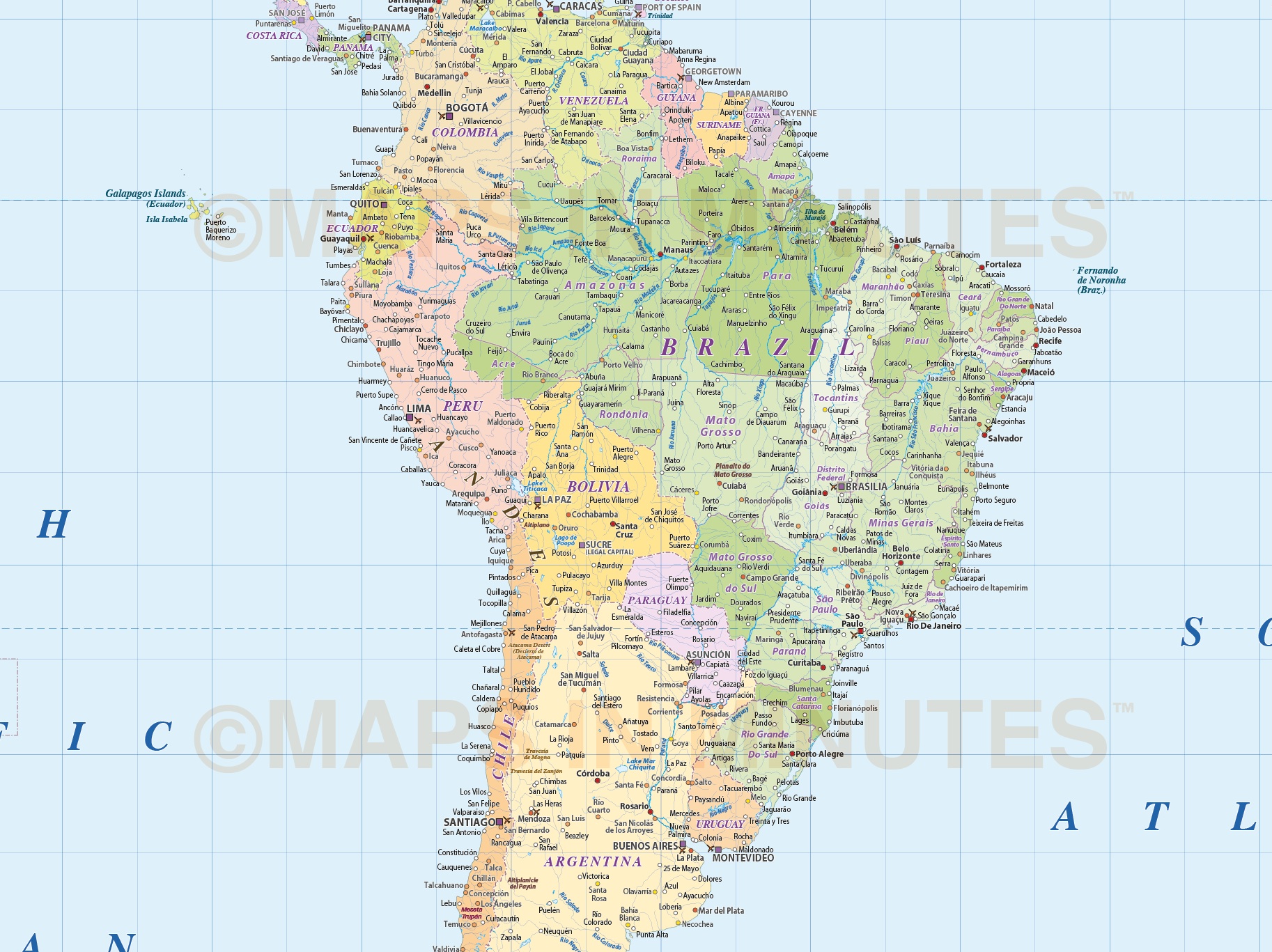 Whole World Map Gall Projection With Layered Populations