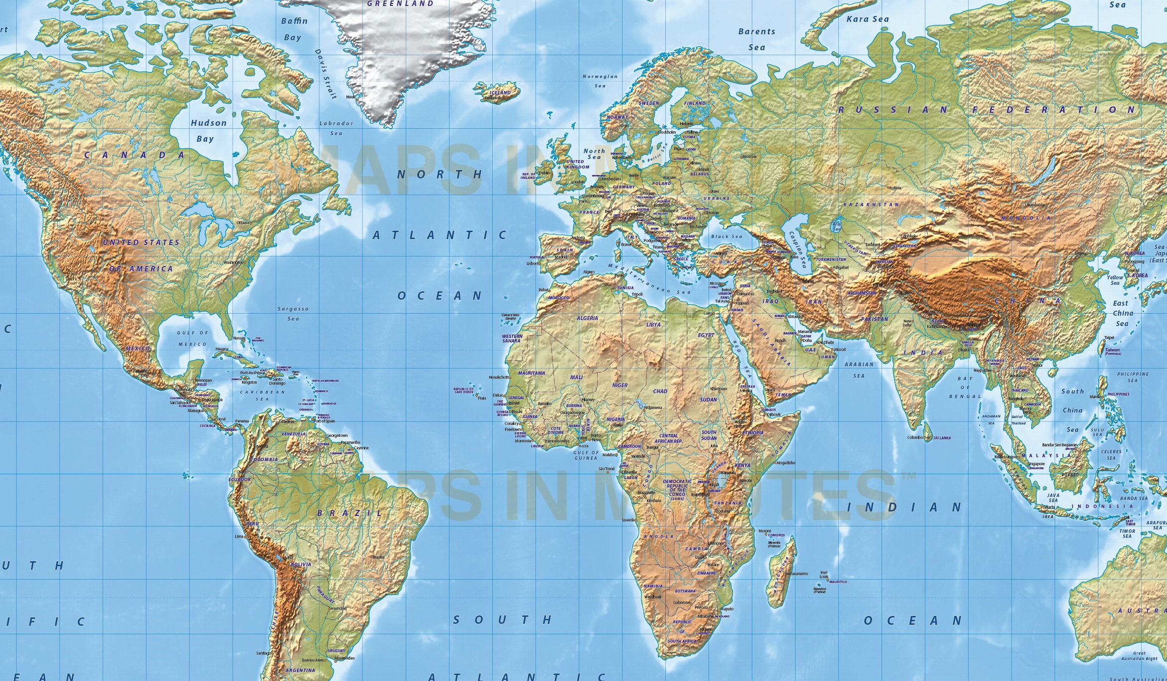 map of the World World Mapsland Maps World Relief Map, Printable World Reli...