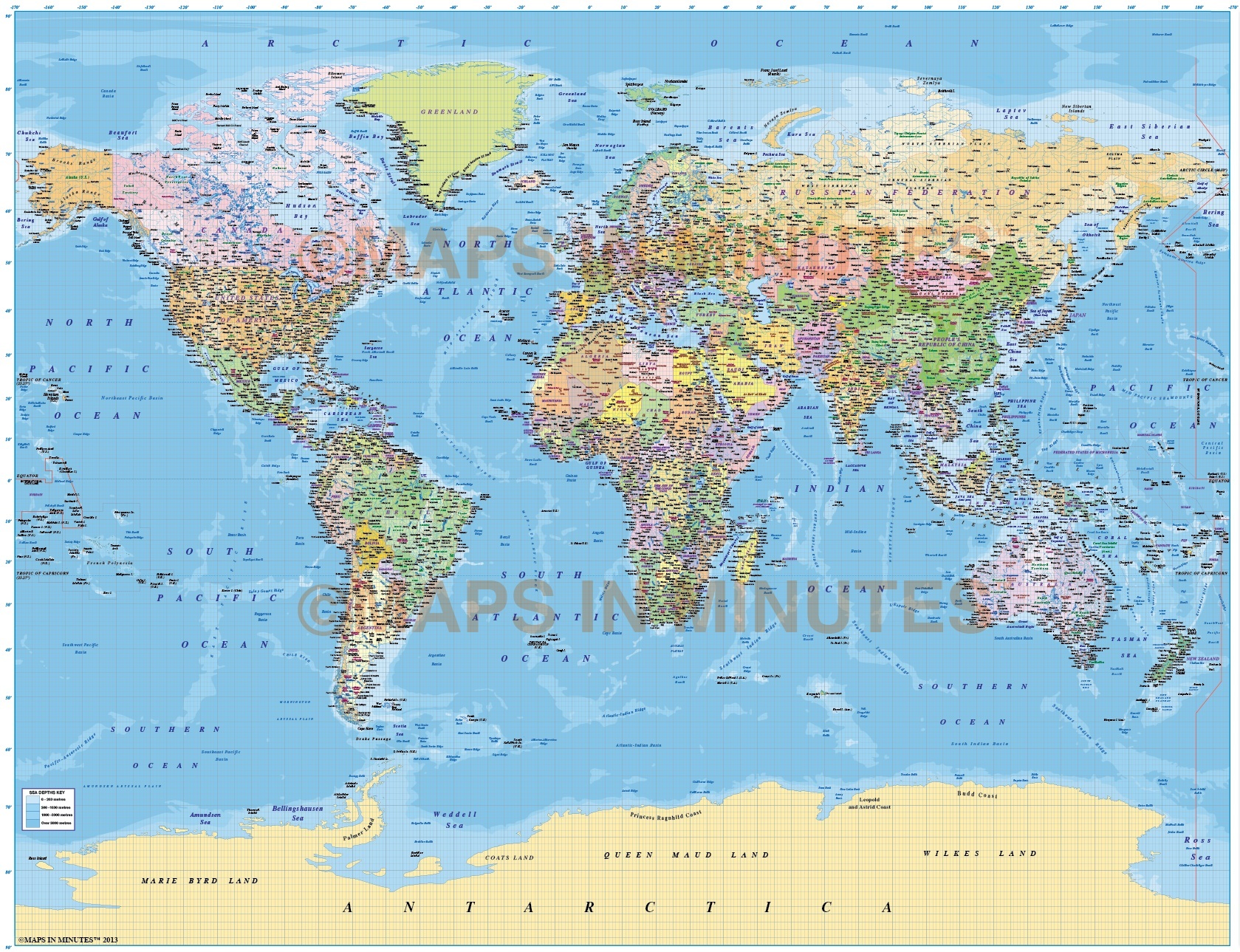 Digital Vector Map Gall Projection Political With Sea