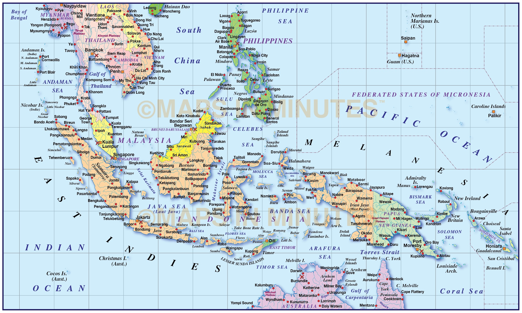 vector malaysiaindonesia political map at 10m scale in