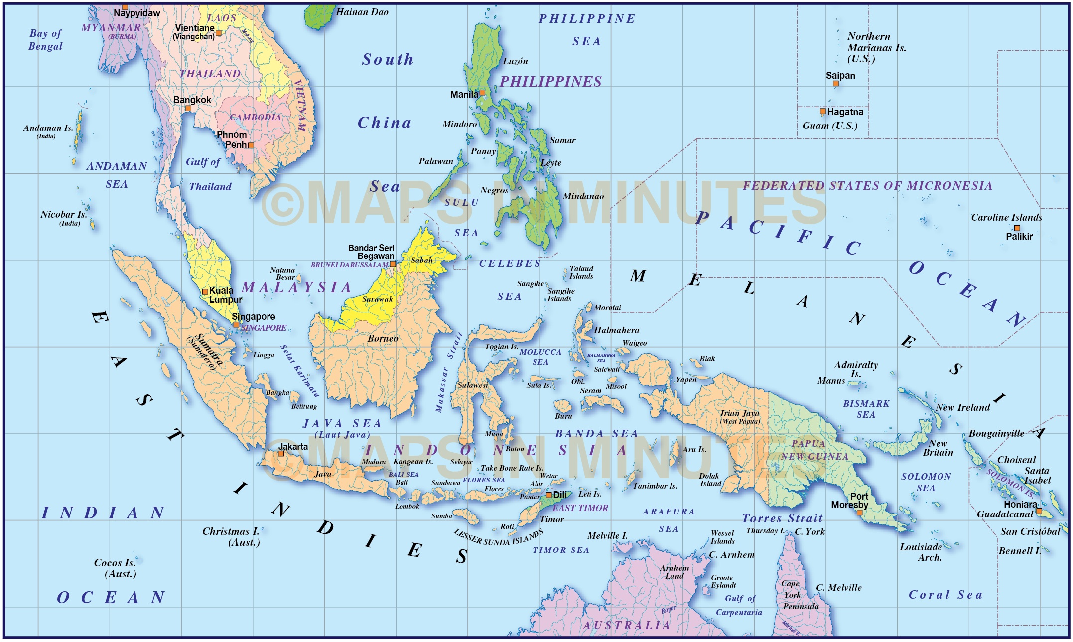 Vector Malaysia  Indonesia  Political Map  Illustrator AI CS 
