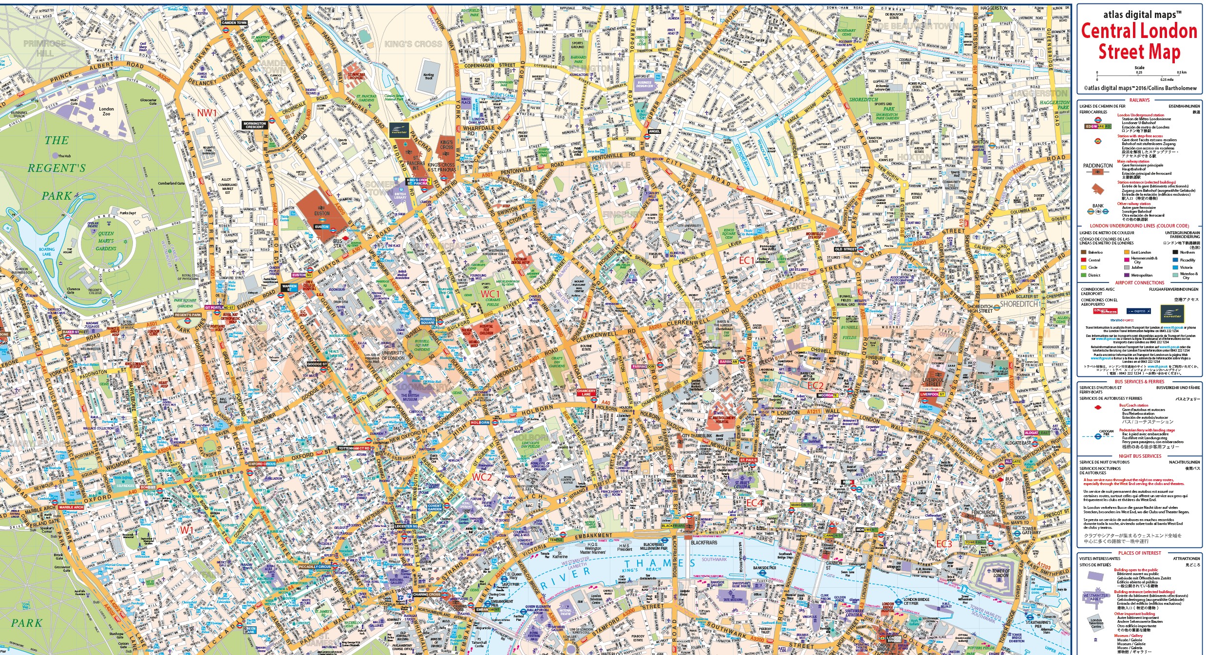 VINYL Central London Street Map Large Size 1 2m D X 1 67m W