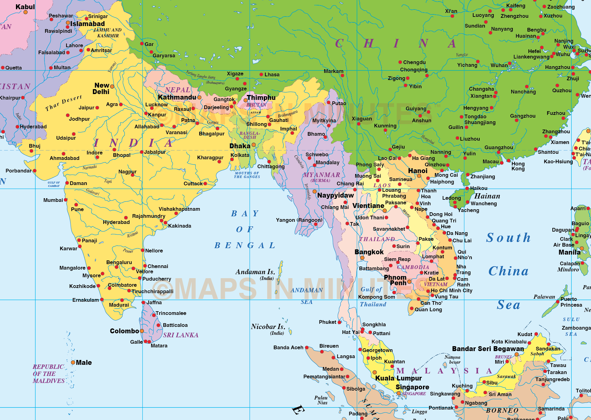 Medium Scale Digital Vector Mercator World Map In Illustrator Cs