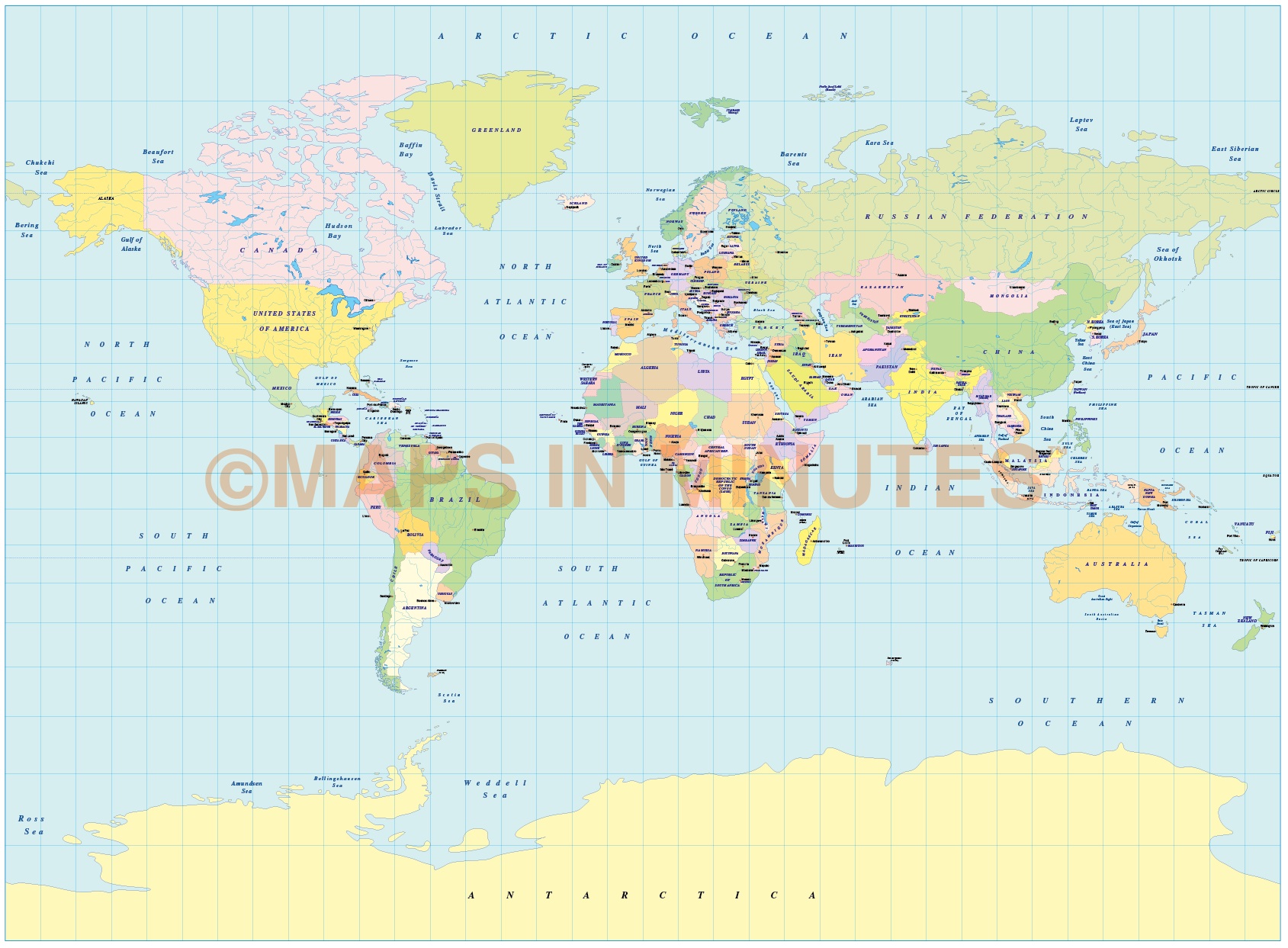 Digital Vector World Political Small Scale Map Collection