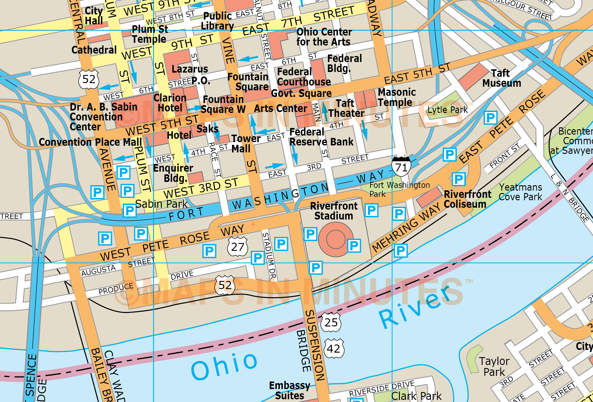 royalty free cincinnati illustrator vector format city map