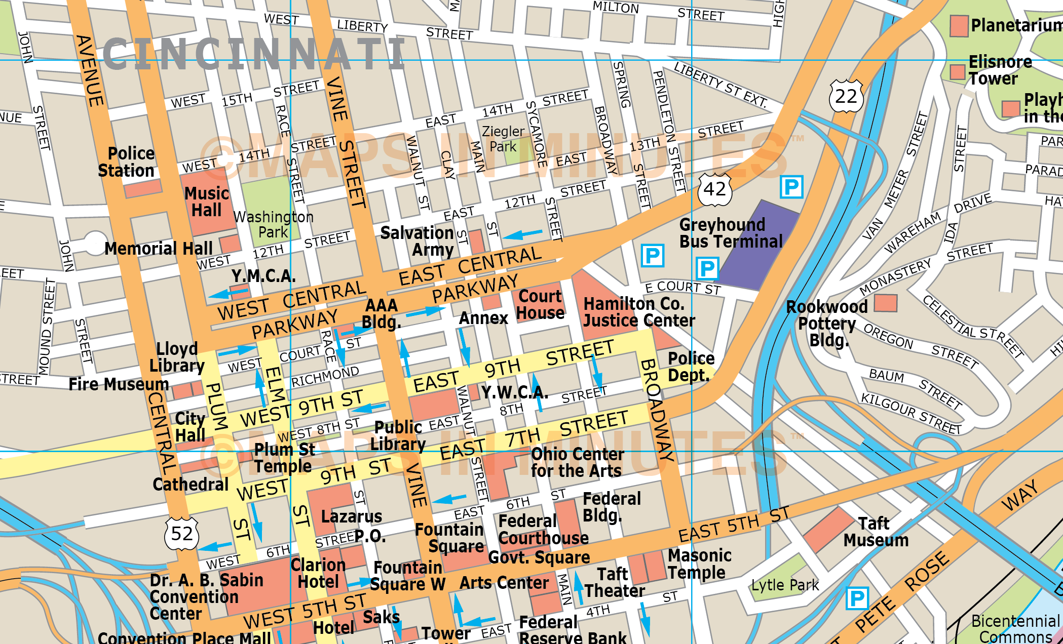 Printable Cincinnati Map - Printable Word Searches