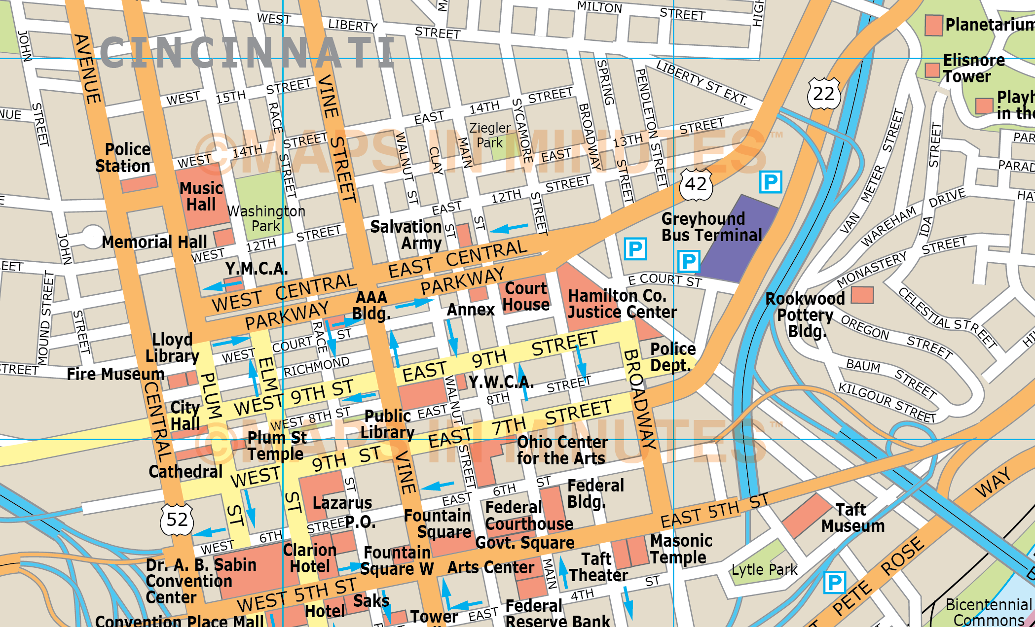 royalty free cincinnati illustrator vector format city map