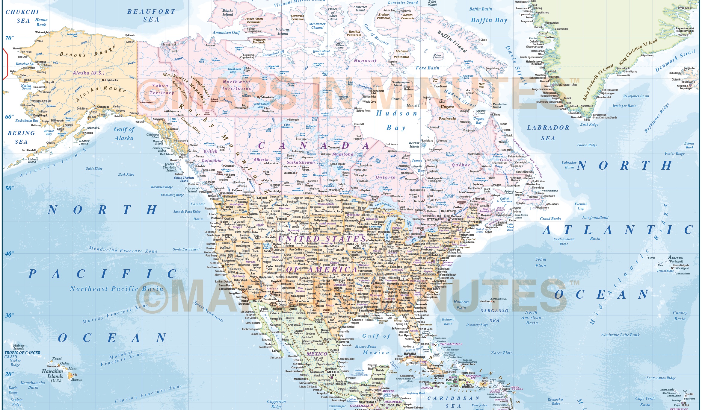 North America Detailed Political Map In Illustrator Ai Vector Format