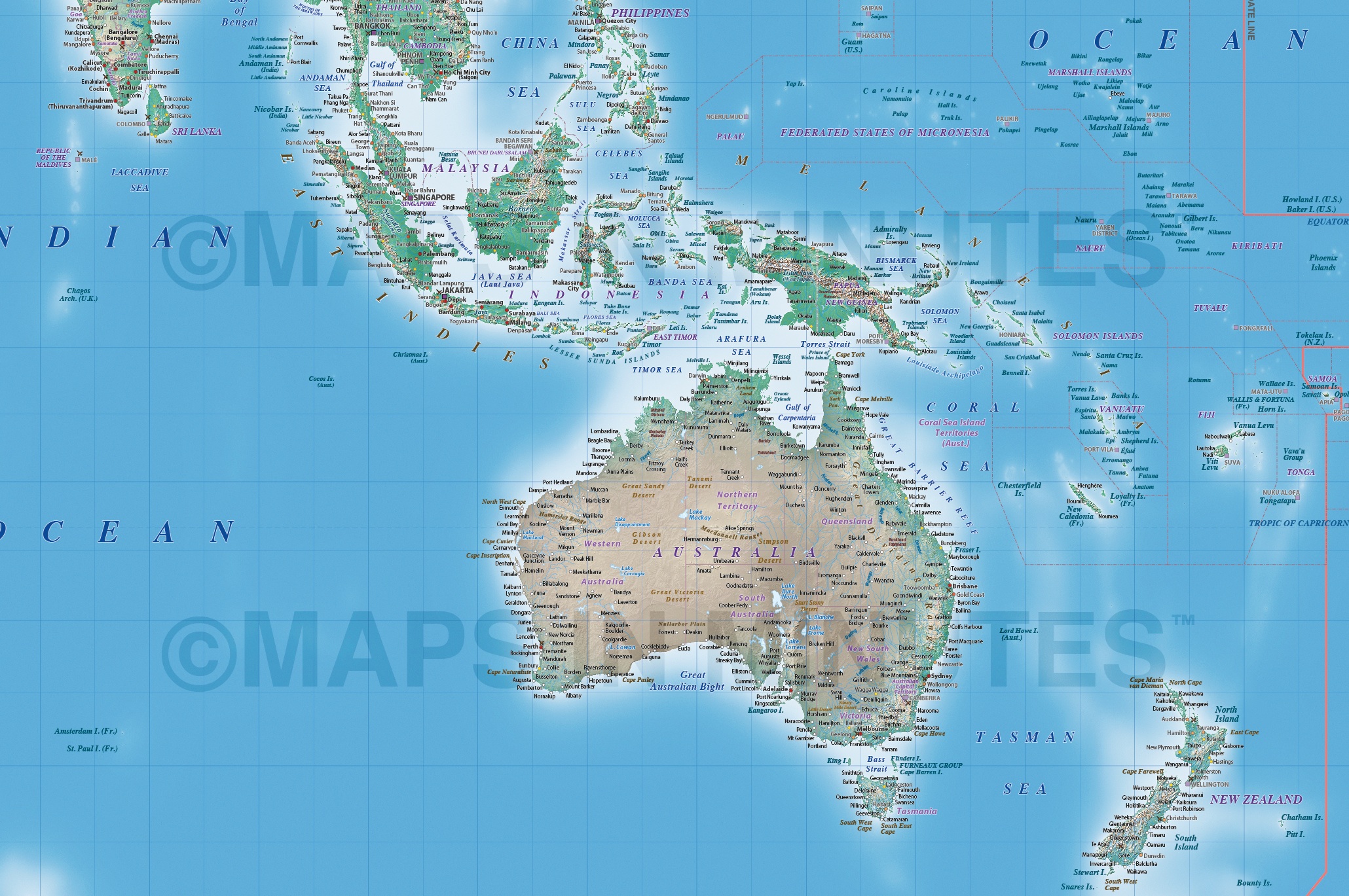 Digital vector Political World map  with Natural Earth 