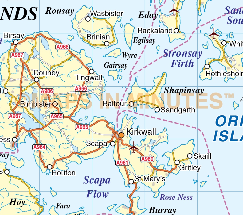 Northern Isles Orkney & Shetland vector Road Map, Illustrator AI CS format, 500k scale Northern Isles Orkney & Shetland vector Road Map, Illustrator AI CS format, 500k scale