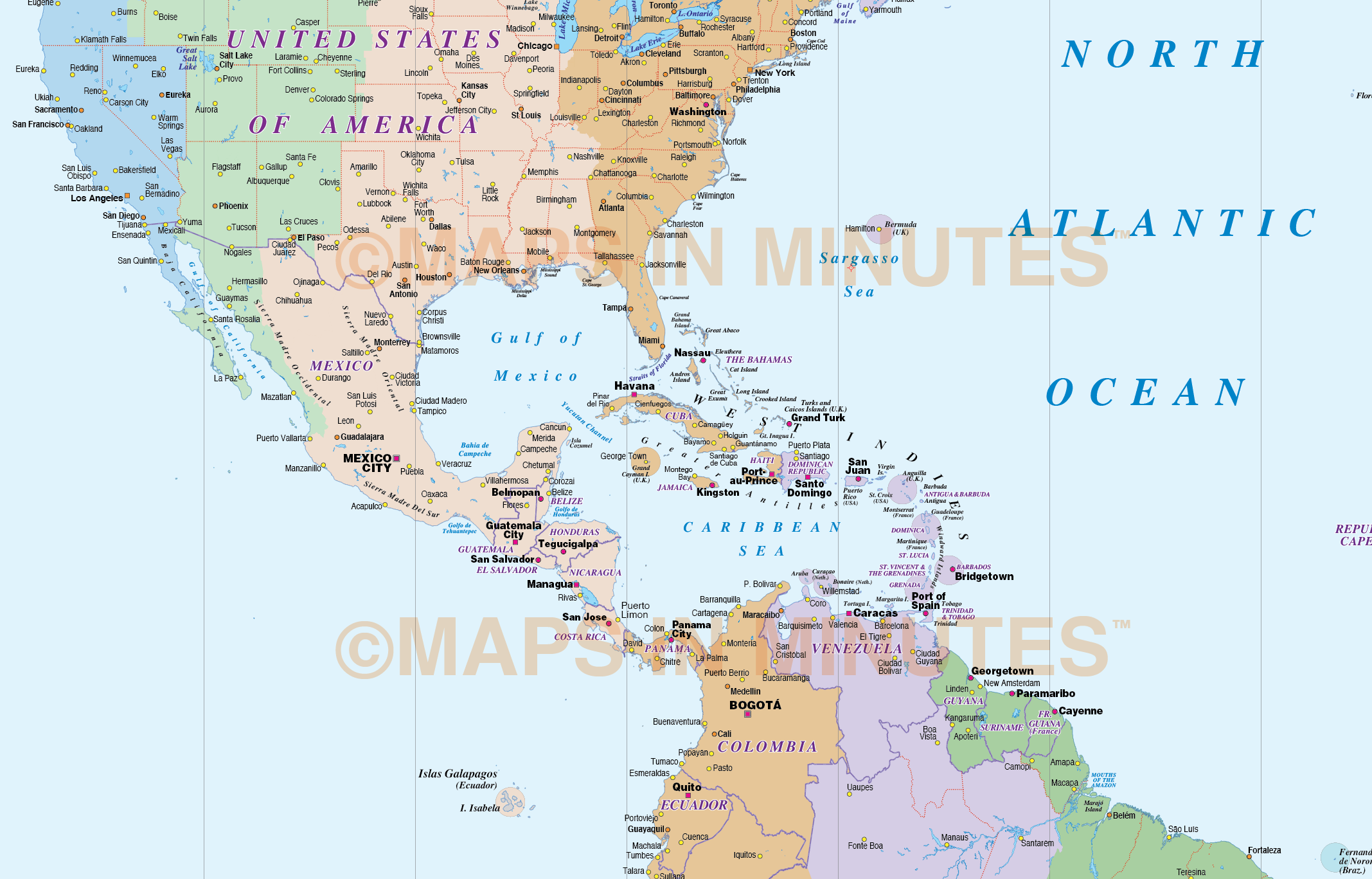 North and South America Time Zones Map in illustrator AI CS vector