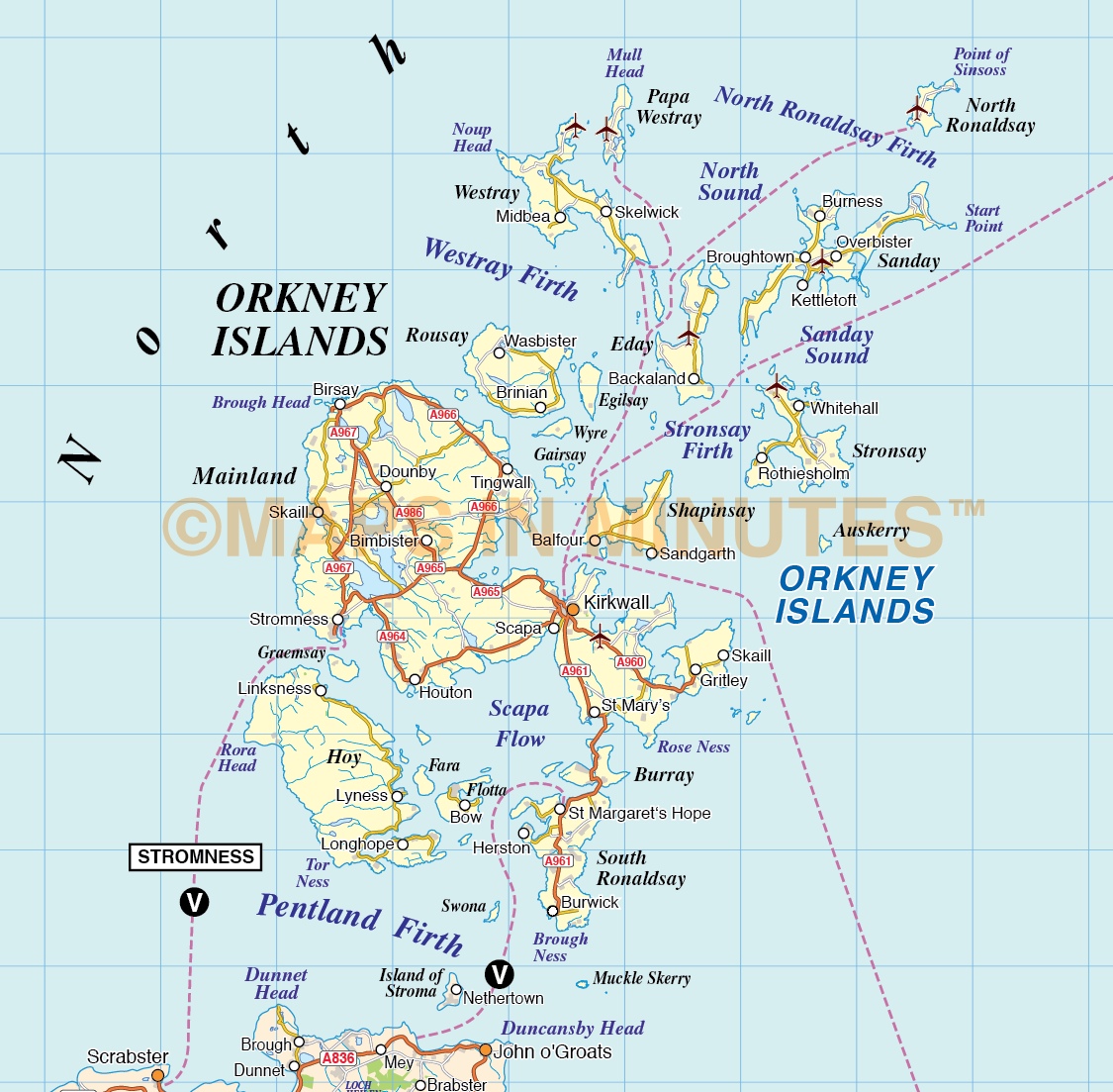 Northern Isles Orkney And Shetland Vector Road Map Illustrator Ai Cs