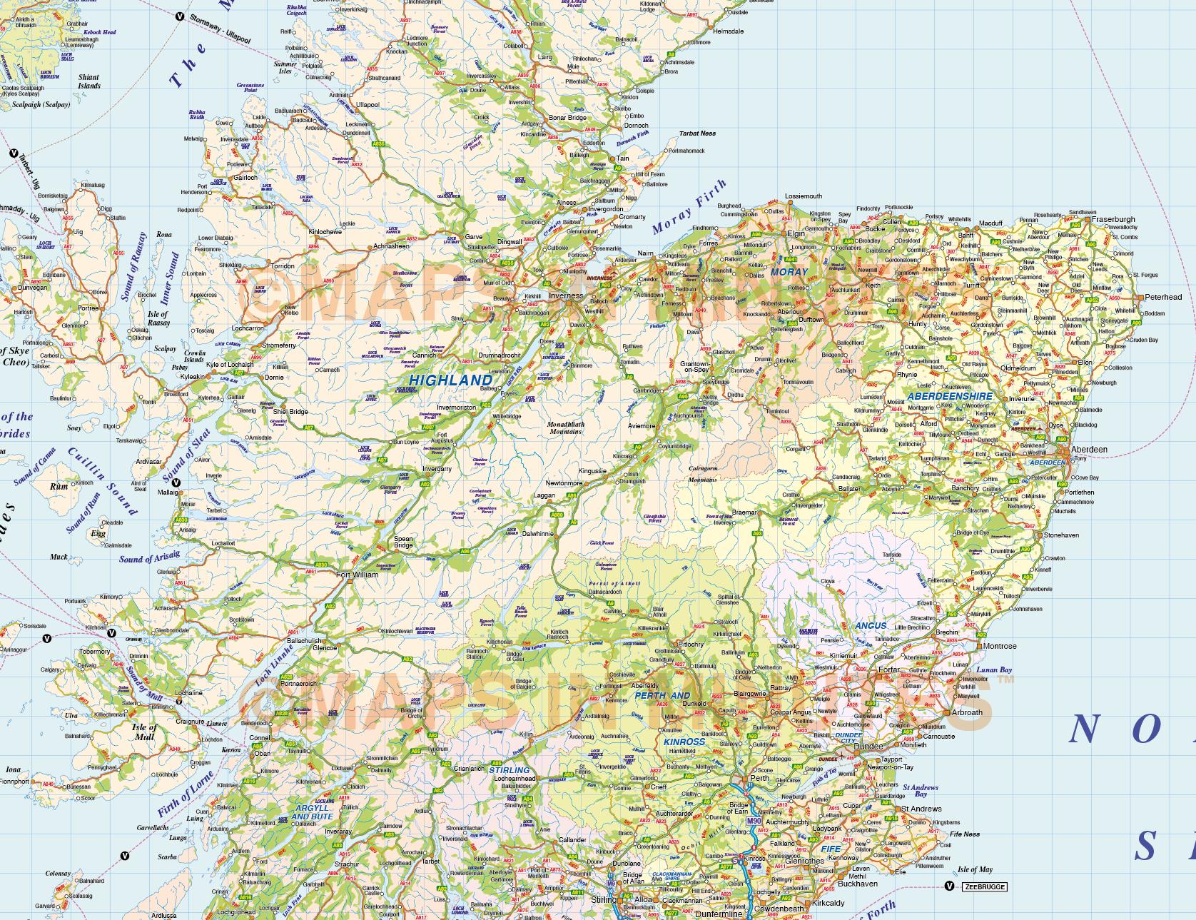 Large Detailed Map Of Scotland