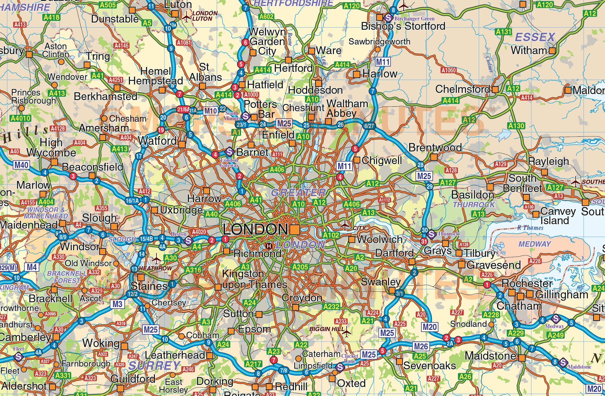 Road Map South East England