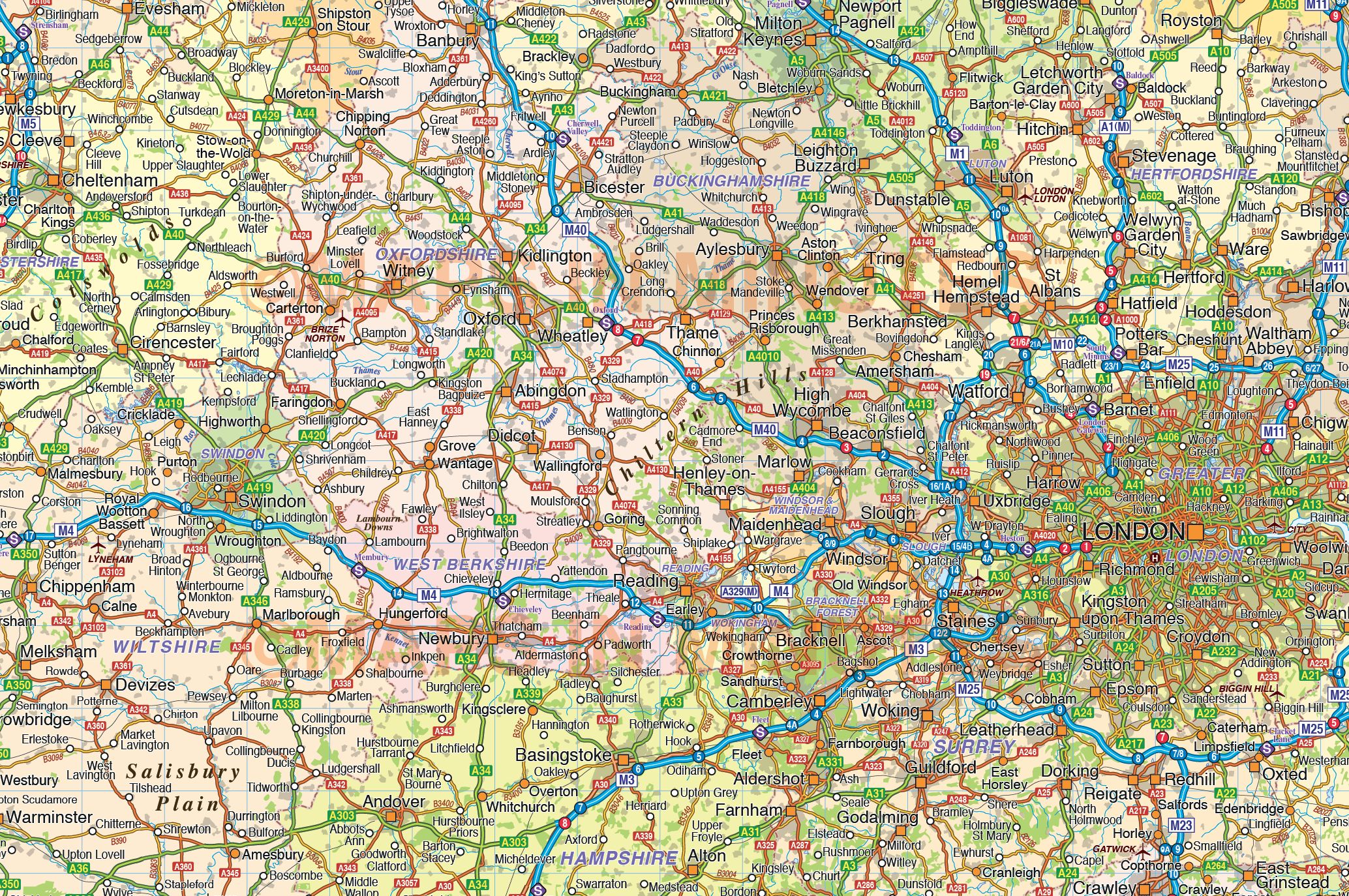 Road Map South East England