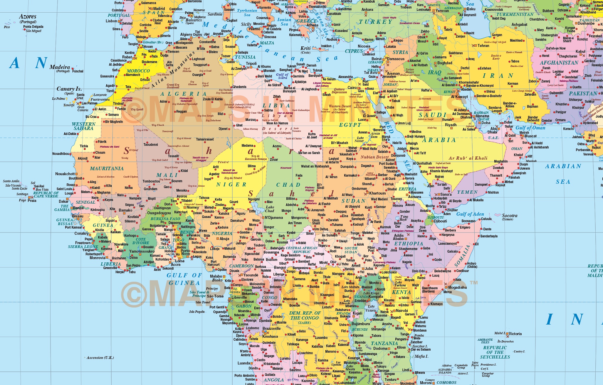 Vector World Map Times Projection Political UK Centric