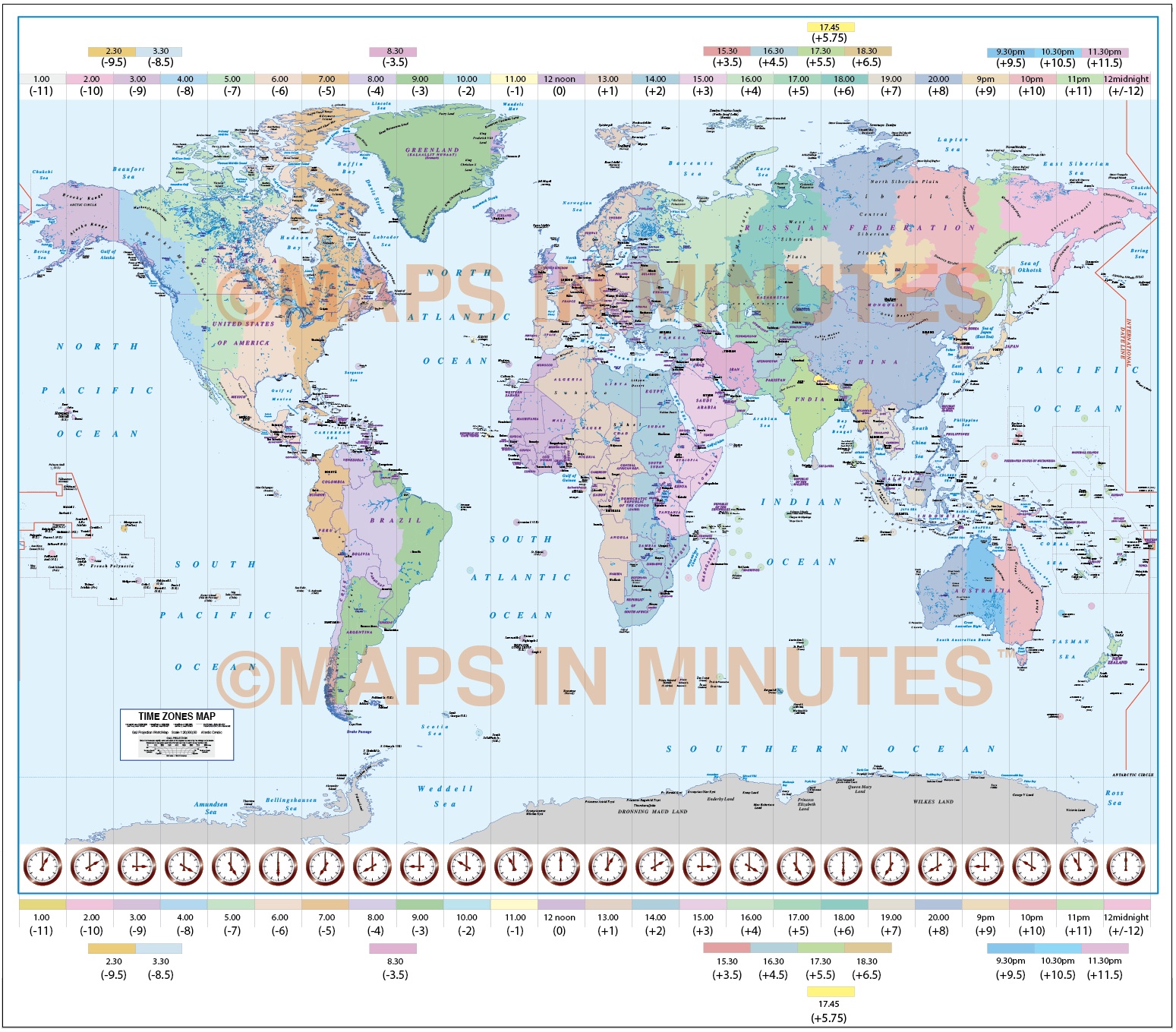 Time Zones Around The World Map