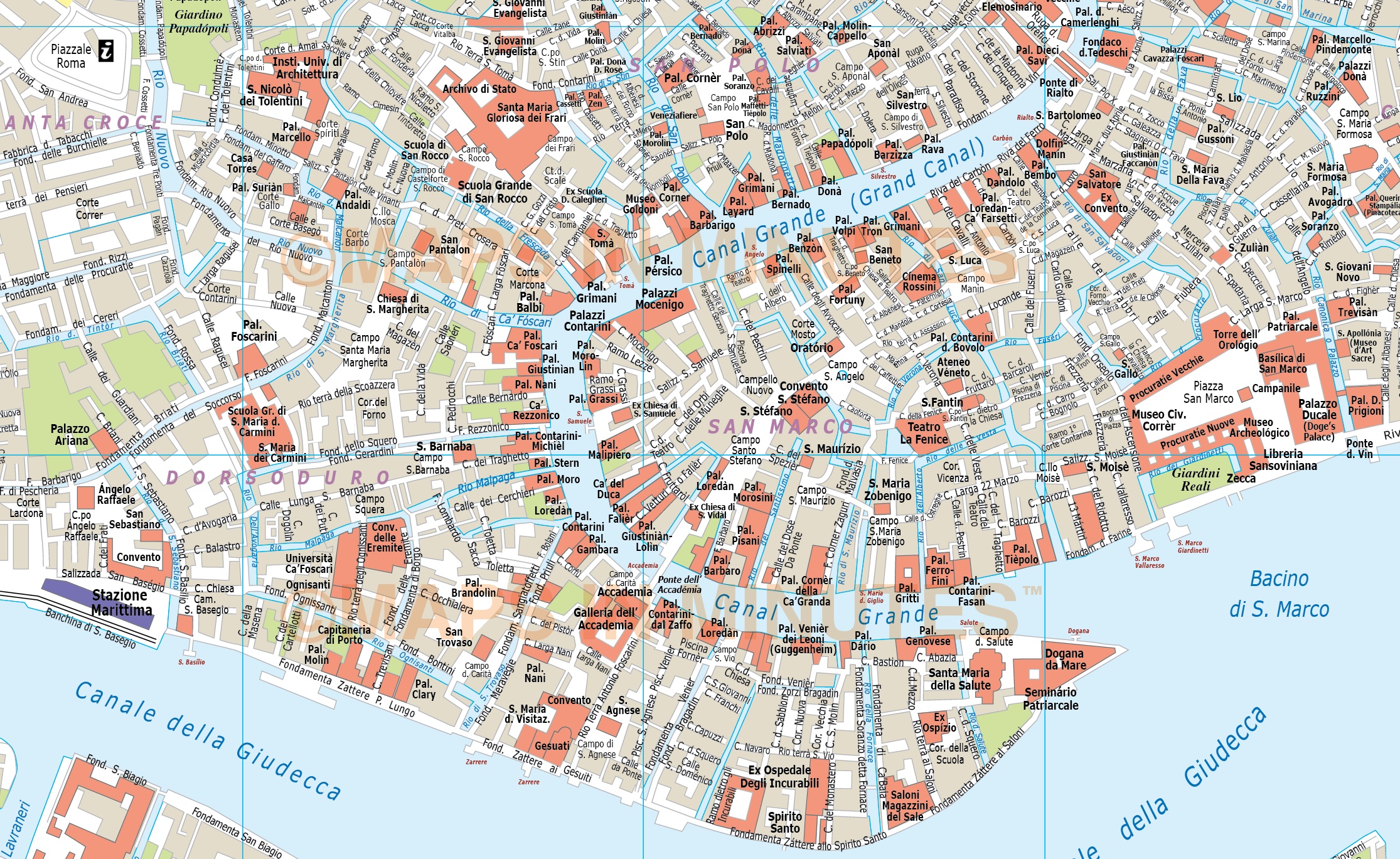 Digital vector Venice city royalty free map in illustrator or PDF ...