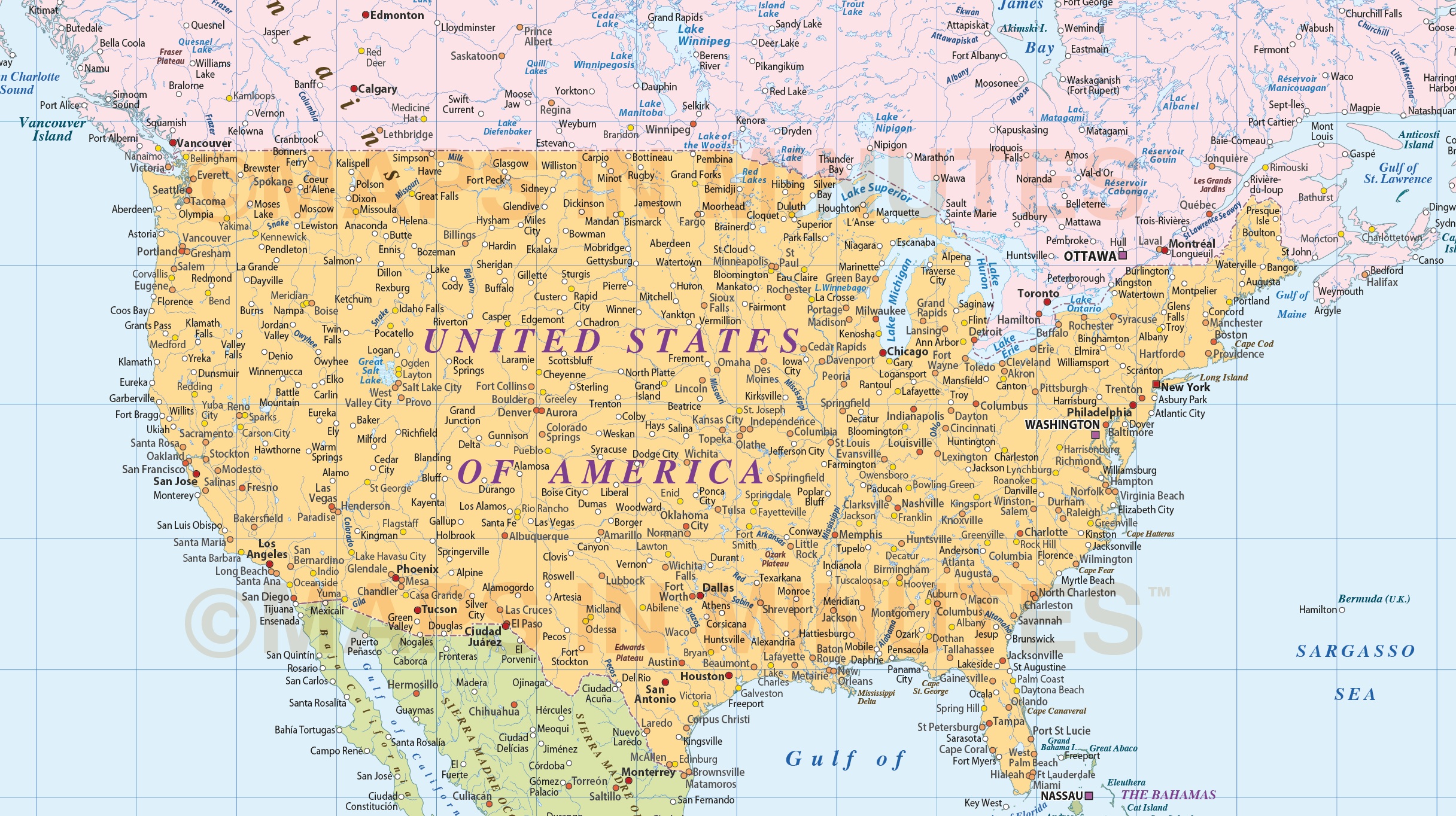 Digital Vector World Map Political Gall Projection Poster