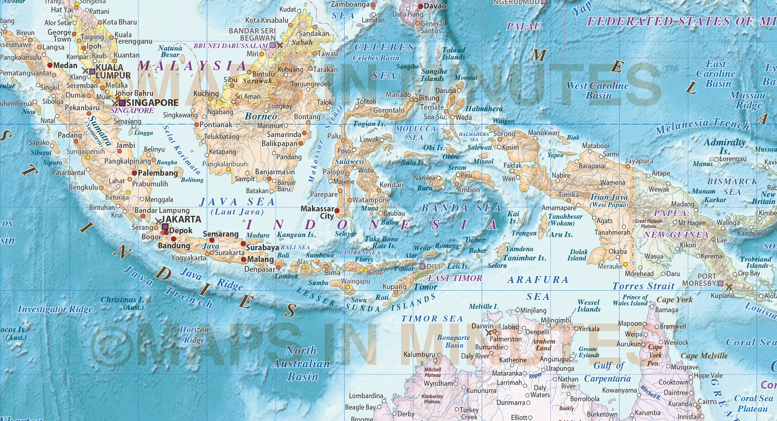 Vector map World Relief Political